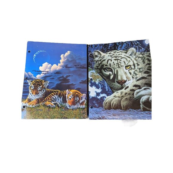 Vtg. MEADE Tiger Cub Snow Leopard Pocket Folders 2 - Picture 1 of 7
